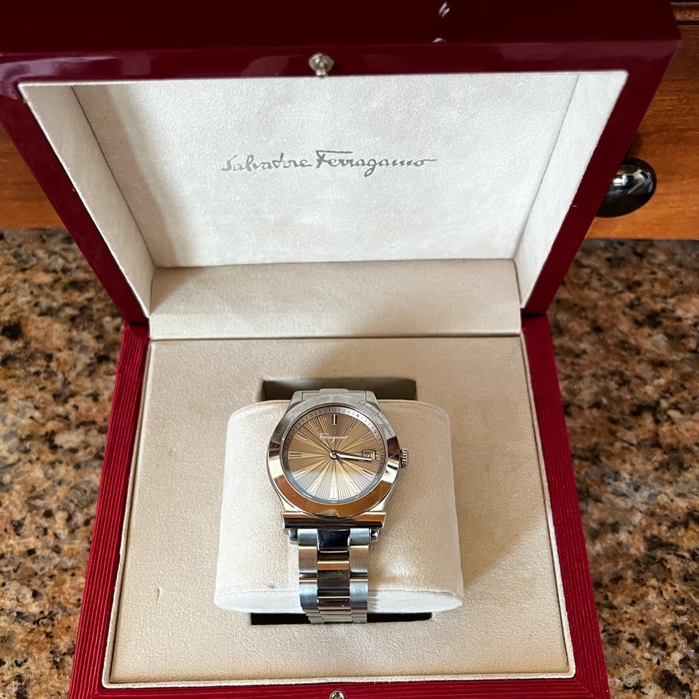 Ferragamo silver bracelet watch